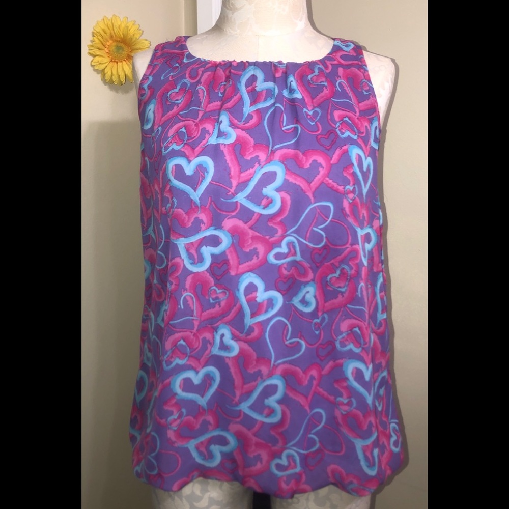 Heart Patterned Tank with Lace Halter Back